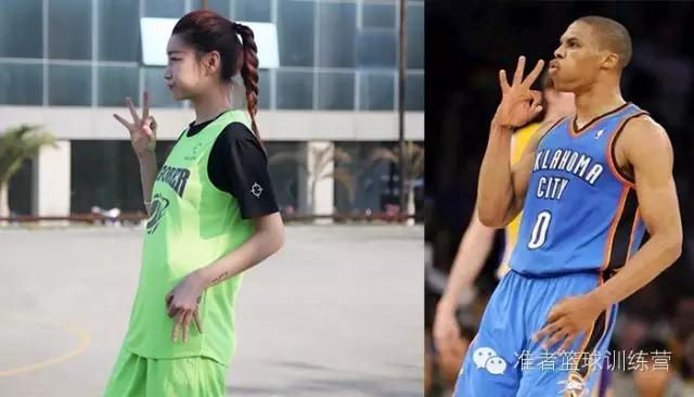 模仿nba球星招牌动作 中国美女球迷模仿NBA球星招牌动作(12)
