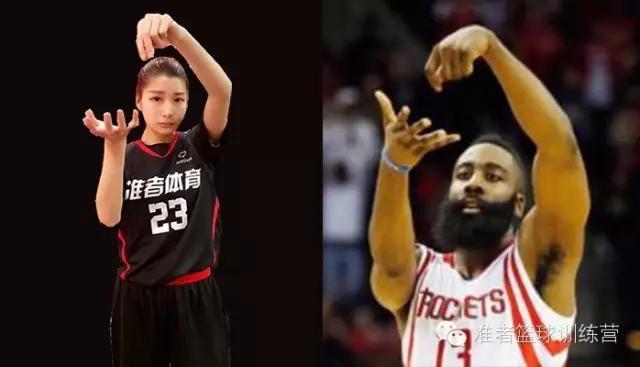 模仿nba球星招牌动作 中国美女球迷模仿NBA球星招牌动作(13)