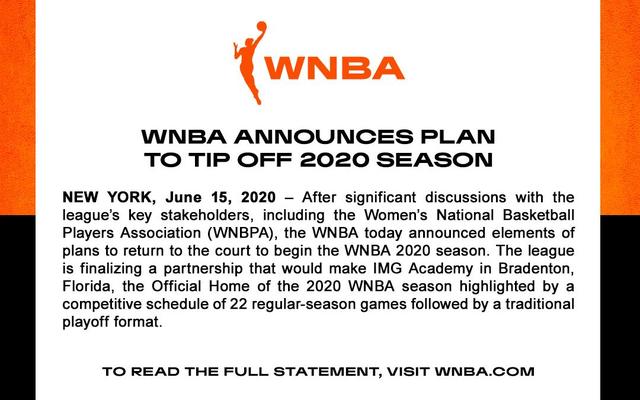 wnba篮球联赛时间表 预计7月下旬开赛(1)
