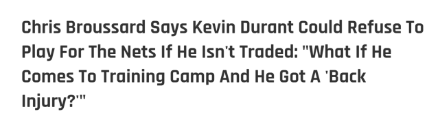 杜兰特将拒绝为篮网打球？名嘴暗示KD或诈伤 NBA高管看法相反(2)