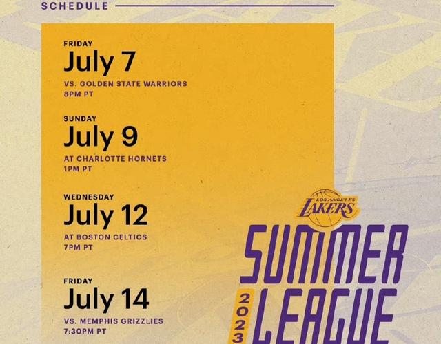洛杉矶湖人公布夏季联赛赛程，七月份连战勇士、黄蜂、绿军、灰熊(1)