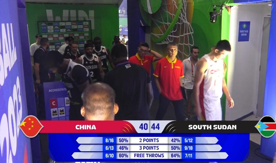 第二节略微回暖！中国男篮半场40-44暂时落后南苏丹(3)