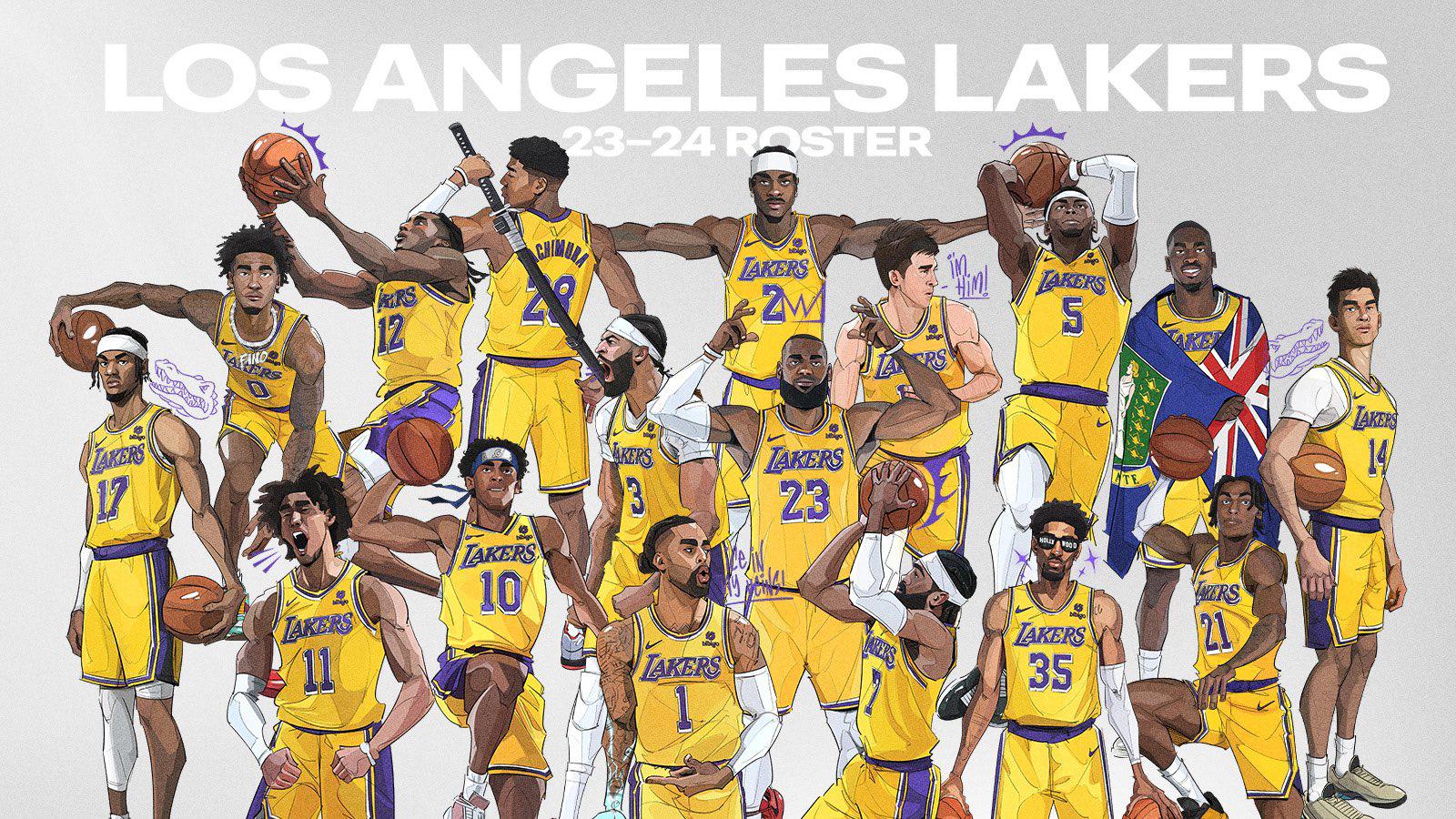 Let's Go Lakers！湖人2023-24赛季完整阵容漫画形象出炉(1)