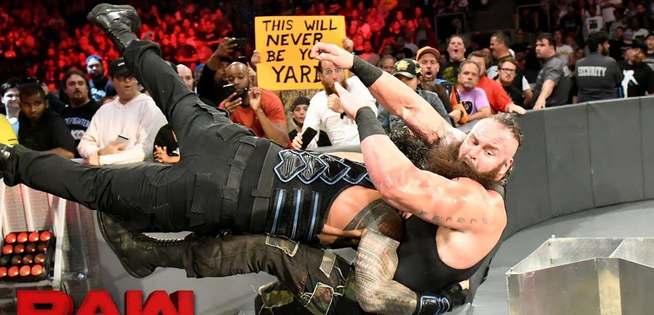 两人密切关注罗曼VS布朗的WWE环球冠军赛，战神高柏更是亲临现场(3)