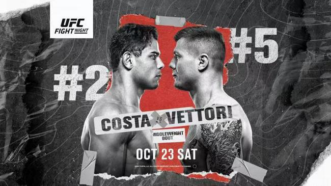 UFC格斗之夜：科斯塔 VS 维托里将成为头条主赛(1)