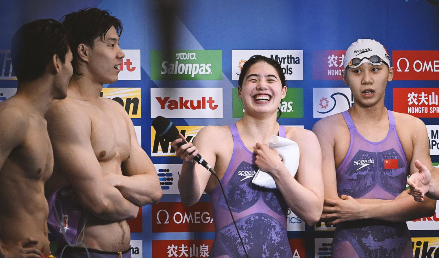 游泳世锦赛：中国队19金断档领先，覃海洋荣膺3冠王，混合泳接力强势夺冠(4)