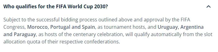 6队全部直通主办2030世界杯的6个国家都将直接获得参赛资格(2)