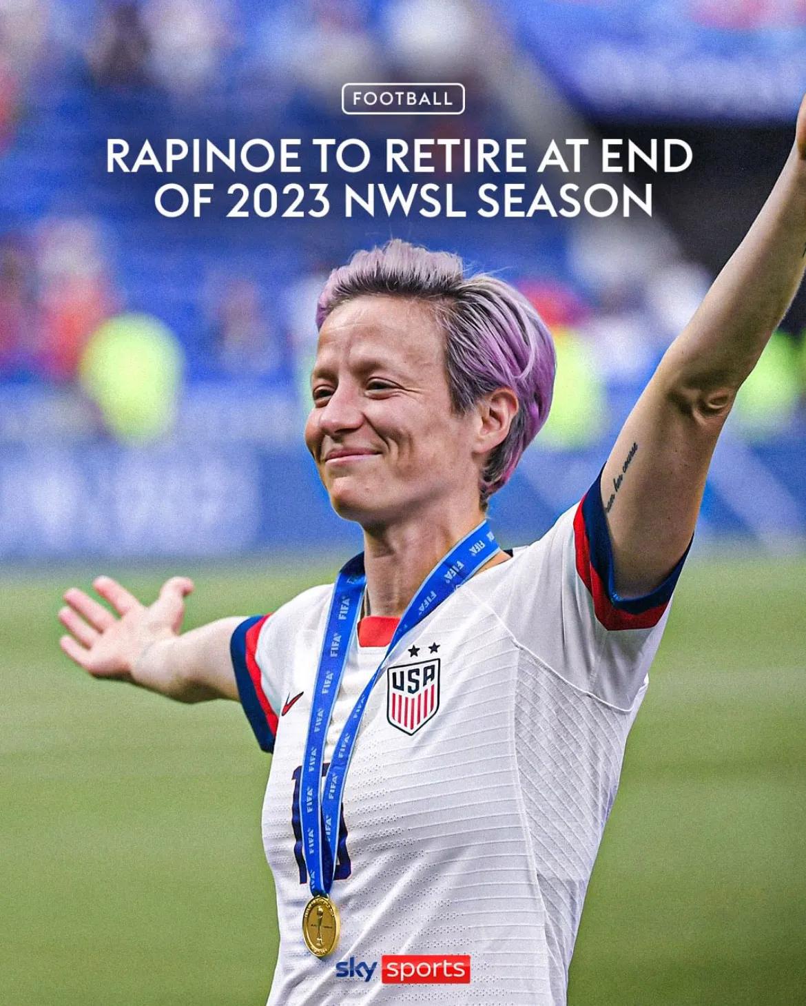 美国女足队长拉皮诺埃宣布，将于本赛季结束后正式退役。

拉皮诺埃帮助美国女足2次(1)