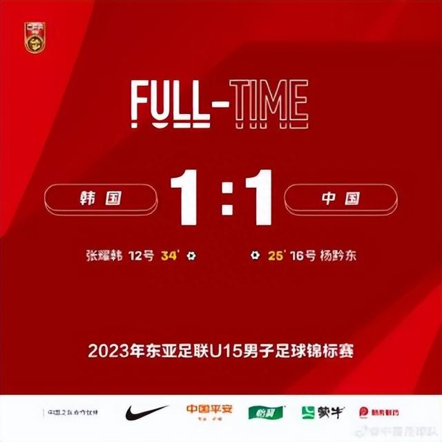 2023年东亚足联U15男子足球锦标赛：中国队1:1战平韩国队(1)
