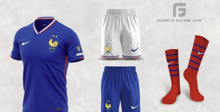 法国队2024主场球衣谍照：从深蓝回归传统蓝色，队徽换成金色(1)