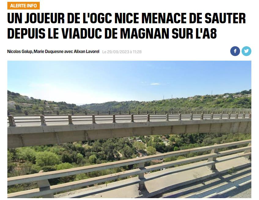 突发尼斯球员贝卡在高速上威胁要跳桥自杀，桥的高度约100米(1)