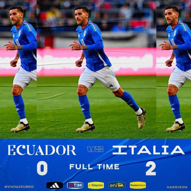 友谊赛-意大利2-0厄瓜多尔 佩莱格里尼3分钟闪击爆射巴雷拉破门